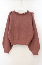 画像3: Fi.n.t / フロントリボン配色フリルニットプルオーバー  ピンクブラウン O-26-01-19-1009-CA-TO-IG-ZT554 (3)