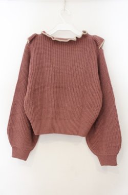画像3: Fi.n.t / フロントリボン配色フリルニットプルオーバー  ピンクブラウン O-26-01-19-1009-CA-TO-IG-OS