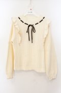 axes femme / バイカラーフリルニットプルオーバー  アイボリー O-26-01-19-1011-AX-TO-IG-OS