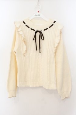 画像1: axes femme / バイカラーフリルニットプルオーバー  アイボリー O-26-01-19-1011-AX-TO-IG-OS