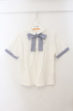 画像1: Fi.n.t / キャンディーストライプタイポロシャツ  シロ×グレー O-26-01-19-1013-CA-BL-IG-OS