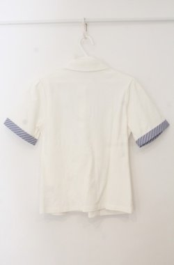 画像2: Fi.n.t / キャンディーストライプタイポロシャツ  シロ×グレー O-26-01-19-1013-CA-BL-IG-OS