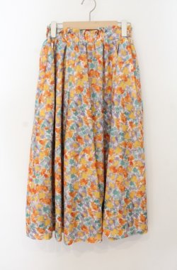 画像1: F&A / マーブルバックル付き水彩フラワースカート  オレンジ O-26-01-19-1016-LO-SK-IG-OS