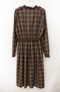 画像3: Fi.n.t / 別珍使いエポレットディテールチェックワンピース  ブラウン O-26-01-19-1017-CA-OP-IG-OS