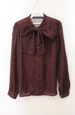 画像1: an another angelus / ドット柄ボウタイブラウス  ワイン O-26-01-19-1018-CA-BL-IG-OS