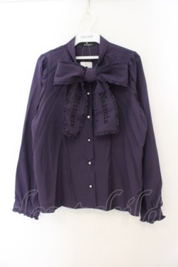 画像1: NOEMIE / ゴシック刺繍ボウタイフリルブラウス M パープル O-26-01-19-060-LO-BL-OW-OS