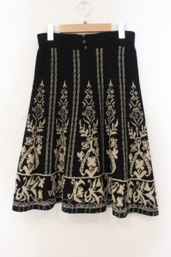 画像1: axes femme / ニット柄スカート  クロ×ベージュ O-26-01-19-071-AX-SK-IG-OS