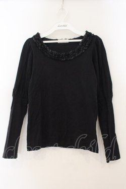 画像1: Emily Temple cute / ラメフリルカットソー  クロ O-26-01-19-072-ET-TO-IG-OS