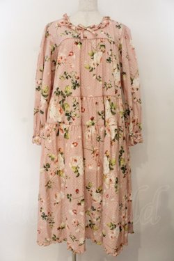 画像1: PINK HOUSE / Berry Roseプリントミディワンピース  ピンク O-26-01-19-012-LO-OP-OW-OS