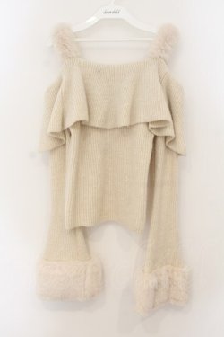 画像1: EAT ME / フェイクファーストラップオフショルダーリブニット F アイボリー O-26-01-19-020-LO-TO-OW-OS