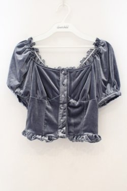 画像1: lilLilly / ベロアパフブラウス F ブルー O-26-01-19-024-LO-TO-OW-OS