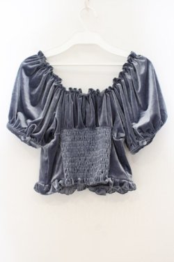 画像3: lilLilly / ベロアパフブラウス F ブルー O-26-01-19-024-LO-TO-OW-OS