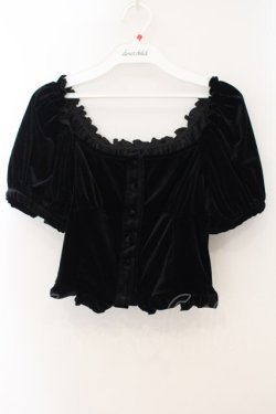 画像1: lilLilly / ベロアパフブラウス F クロ O-26-01-19-025-LO-TO-OW-OS