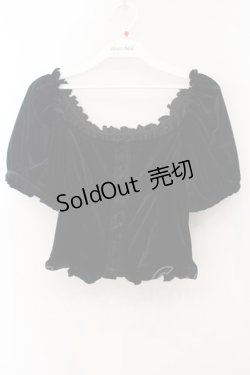 画像1: lilLilly / ベロアパフブラウス F クロ O-26-01-19-025-LO-TO-OW-OS