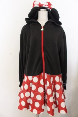 画像1: Secret Honey / ドットフレアパーカー  クロ×アカ×シロ O-26-01-20-039-CA-OP-IG-OS