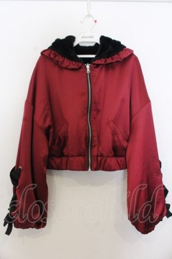 画像1: DearMyLove / ショートリバーシブルリボンブルゾン M-L ボルドー×クロ O-26-01-20-040-EL-JA-IG-OS