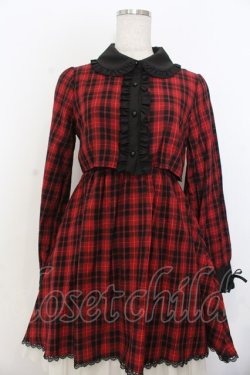 画像1: Dear My Love / フリルリボンセットアップ風ワンピース M ミニ丈 レッドチェック O-26-01-20-041-EL-OP-IG-OS