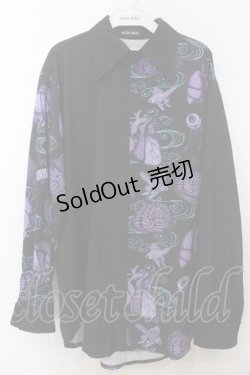 画像1: ACDC RAG / をち水アシメシャツ  ブラック×パープル O-26-01-20-052-PU-BL-IG-OS