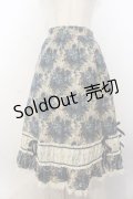 metamorphose / ゴブランプリントミディアムスカート  ブルー×生成り O-26-01-20-054-ME-SK-IG-OS