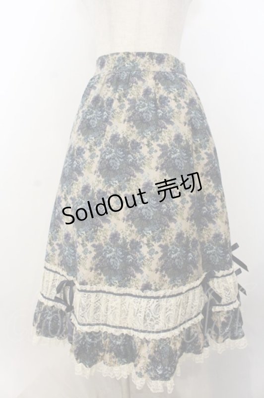 画像1: metamorphose / ゴブランプリントミディアムスカート  ブルー×生成り O-26-01-20-054-ME-SK-IG-OS (1)