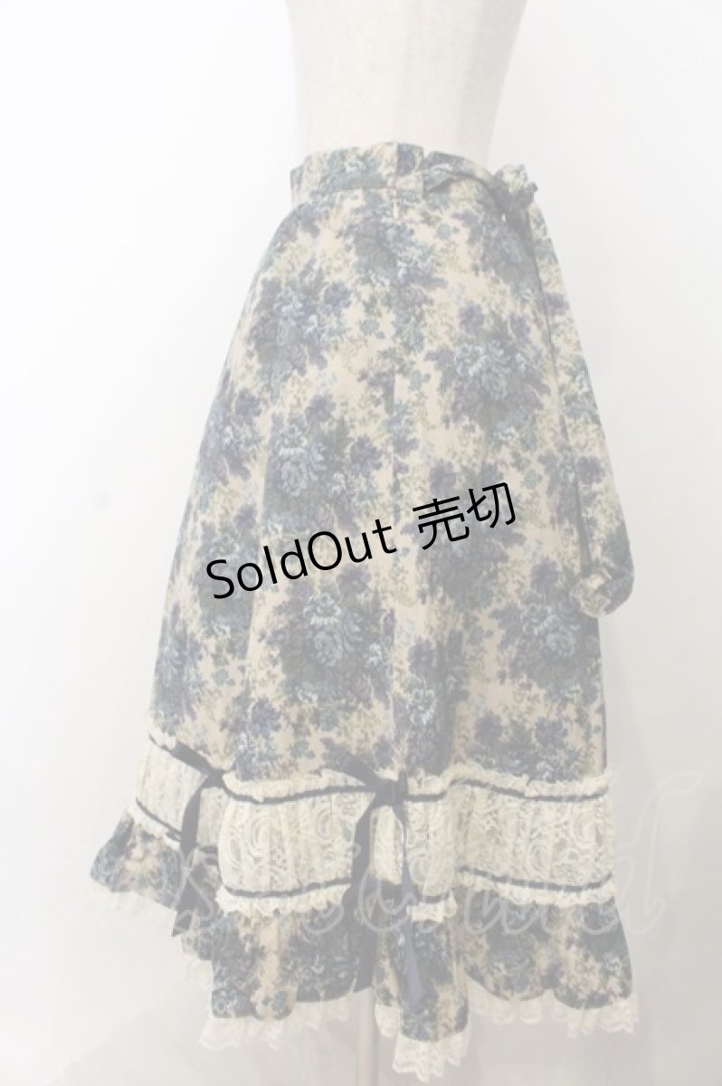 画像2: metamorphose / ゴブランプリントミディアムスカート  ブルー×生成り O-26-01-20-054-ME-SK-IG-OS (2)