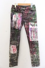 画像1: h.NAOTO / ペイントパッチデニムパンツ  ブラック×マルチ O-26-01-20-059-HN-PA-IG-ZT451 (1)