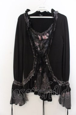 画像1: Ozz oneste / ボレロ風フリルカットソー  ブラック O-26-01-20-062-OO-TO-IG-OS