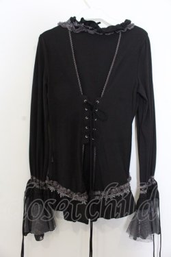 画像2: Ozz oneste / ボレロ風フリルカットソー  ブラック O-26-01-20-062-OO-TO-IG-OS