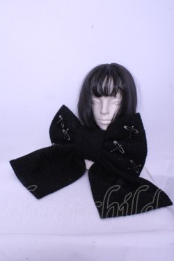 画像1: Jamieエーエヌケー / 安全ピンおリボンストール  クロ O-26-01-20-1042-0-ZA-IG-OS