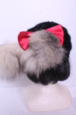 画像2: GOTHIC HOLIC / しっぽベレー帽  ブラック×レッド×グレー O-26-01-20-1010-PU-AC-IG-OS