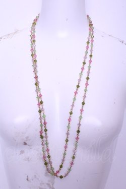 画像1: WONDERFUL WORLD / クリスタルビーズネックレス  ゴールド×ピンク×グリーン O-26-01-20-1108-LO-SH-IG-OS