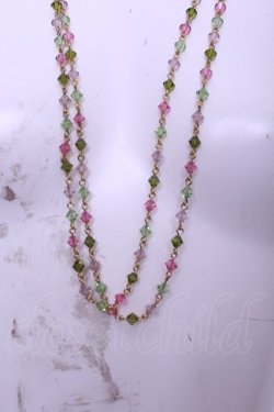 画像2: WONDERFUL WORLD / クリスタルビーズネックレス  ゴールド×ピンク×グリーン O-26-01-20-1108-LO-SH-IG-OS