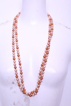 画像1: WONDERFUL WORLD / カラーパールネックレス  オレンジ×オフ O-26-01-20-1112-LO-AC-IG-OS