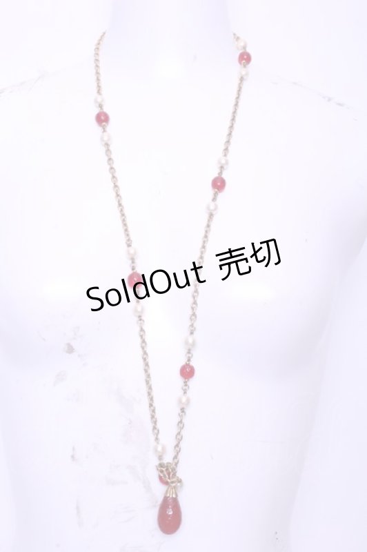 画像1: KANEKO ISAO / ストーン&パールネックレス  ゴールド・アカ O-26-01-20-1114-EL-AC-IG-ZT575-F006 (1)