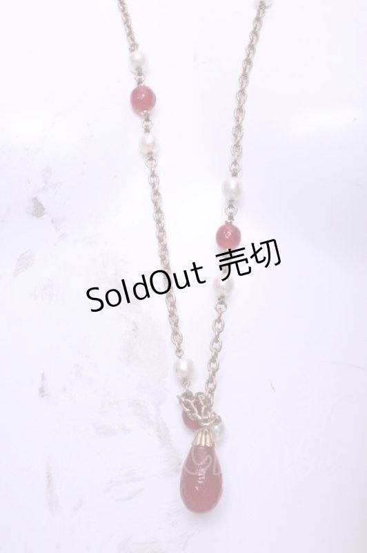 画像2: KANEKO ISAO / ストーン&パールネックレス  ゴールド・アカ O-26-01-20-1114-EL-AC-IG-ZT575-F006 (2)