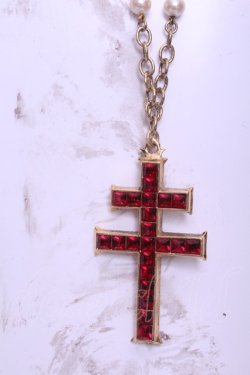 画像1: KANEKO ISAO / クロスストーンネックレス  ゴールド×アカ O-26-01-20-1115-EL-AC-IG-OS