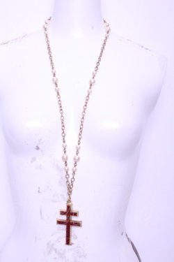 画像2: KANEKO ISAO / クロスストーンネックレス  ゴールド×アカ O-26-01-20-1115-EL-AC-IG-OS