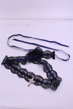 画像1: Moi-meme-Moitie / 燭台レース飾り  ブラック×ブルー O-26-01-20-1016-MO-ZA-OW-OS