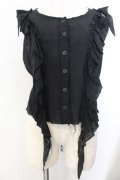 BPN / ウイングフリルガーゼブラウス M ブラック O-26-01-20-009-GO-BL-OW-OS