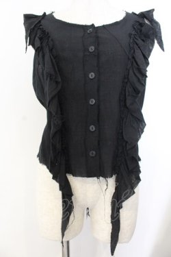 画像1: BPN / ウイングフリルガーゼブラウス M ブラック O-26-01-20-009-GO-BL-OW-OS
