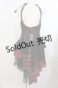 Qutie Frash / ラップ付きホルターコルセットベスト  レッド×ブラック O-26-01-20-002-QU-OP-OW-OS