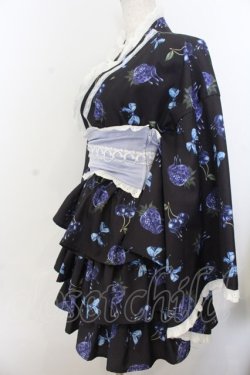 画像2: Jamieエーエヌケー / melt strawberry浴衣ワンピース  クロ×ブルー O-26-01-20-013-0-OP-IG-OS