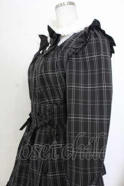 画像2: Secret Honey / サイド編み下げチェック長袖ワンピース  クロ×シロ O-26-01-20-015-CA-OP-IG-OS