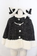 Ank Rouge / ネコちゃんキラキラツイードポンチョ  クロ×シロ O-26-01-20-027-CA-CO-IG-OS