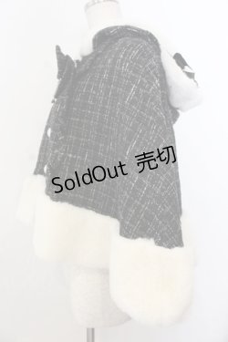 画像2: Ank Rouge / ネコちゃんキラキラツイードポンチョ  クロ×シロ O-26-01-20-027-CA-CO-IG-OS