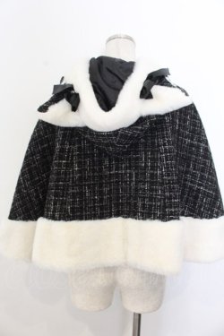 画像3: Ank Rouge / ネコちゃんキラキラツイードポンチョ  クロ×シロ O-26-01-20-027-CA-CO-IG-OS