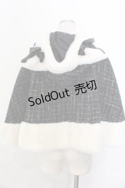 画像3: Ank Rouge / ネコちゃんキラキラツイードポンチョ  クロ×シロ O-26-01-20-027-CA-CO-IG-OS