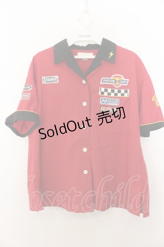 画像1: Secret Honey / ボーリングシャツ   アカ×クロ O-26-01-20-030-CA-BL-IG-OS (1)