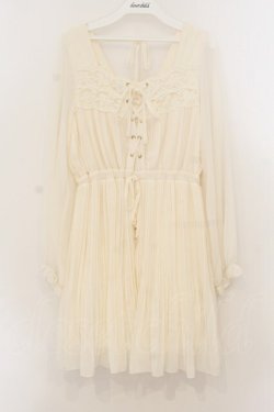 画像1: LIZ LISA / シフォンプリーツ長袖ワンピース  オフシロ O-26-01-22-028-LO-OP-IG-OS