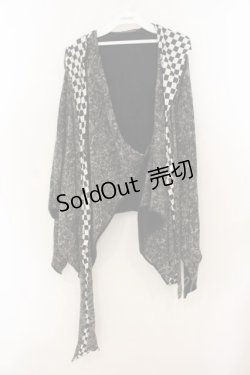 画像1: ALGONQUINS / フードストールケープ  ブラック×ホワイト O-26-01-22-037-AL-TO-IG-OS